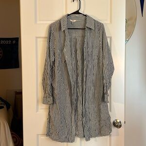 Striped button down over shirt / dress
